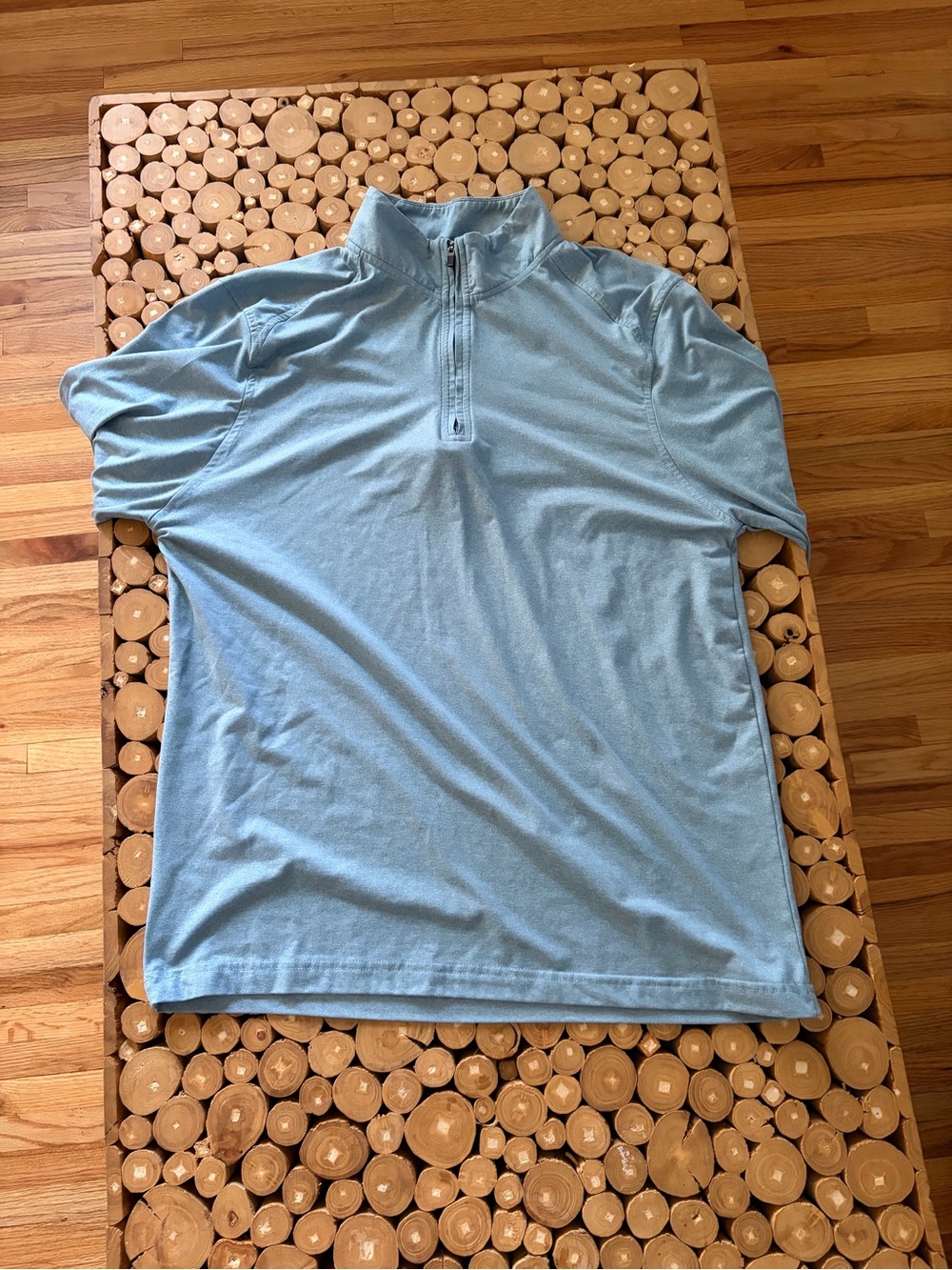 Men's Light Blue Quarter-Zip Performance Polo